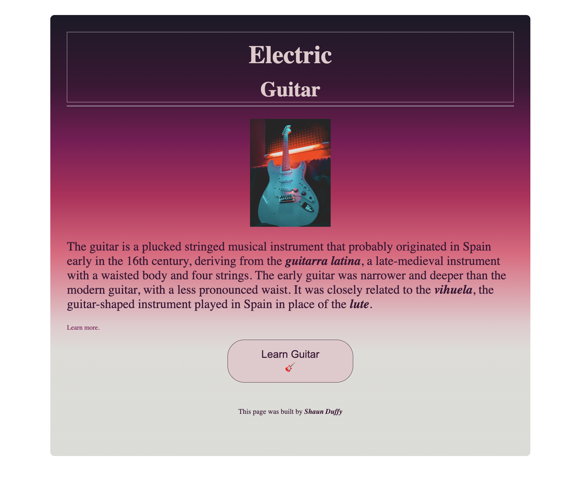Screencap of Guitar Page project