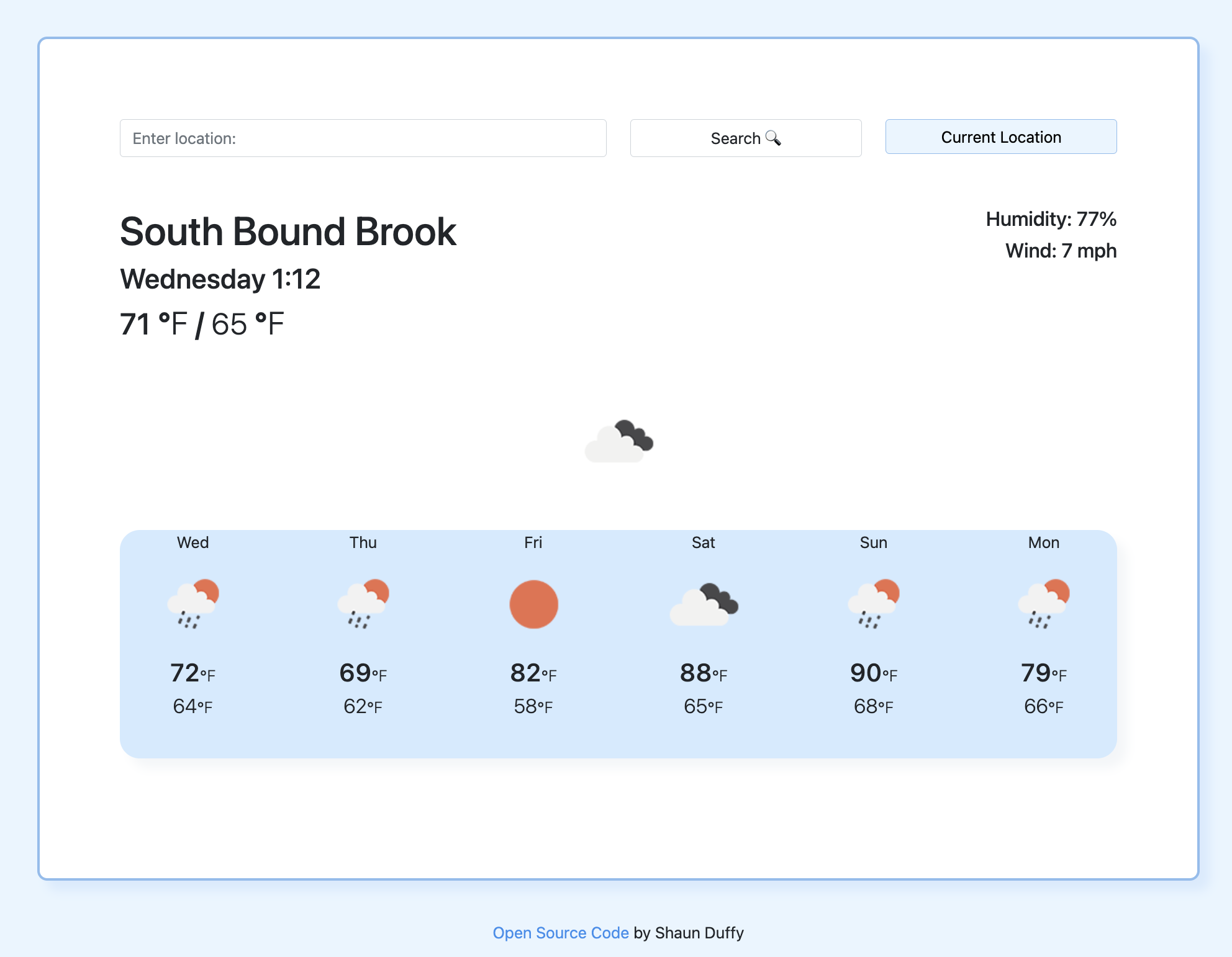 Screencap of Weather App project